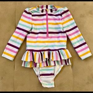 Toddler Girls One Piece Long Sleeve Rashguard Swimsuit Size 3T